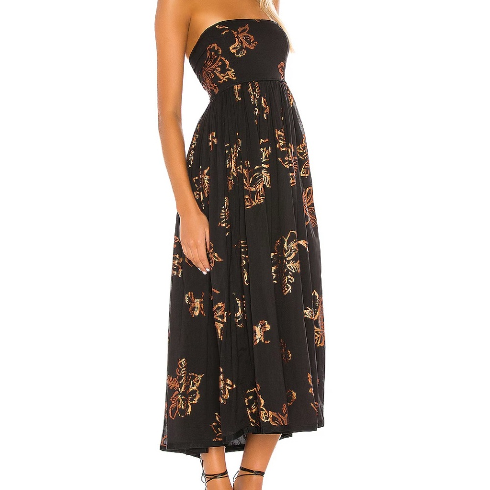 Free People black and gold Strapless Sundress